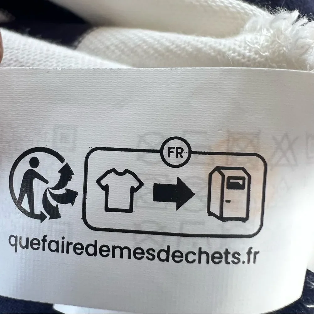 Zara Navy White Striped Long-Sleeve Cotton Rugby Preppy Polo Shirt Top SZ L - Picture 8 of 11